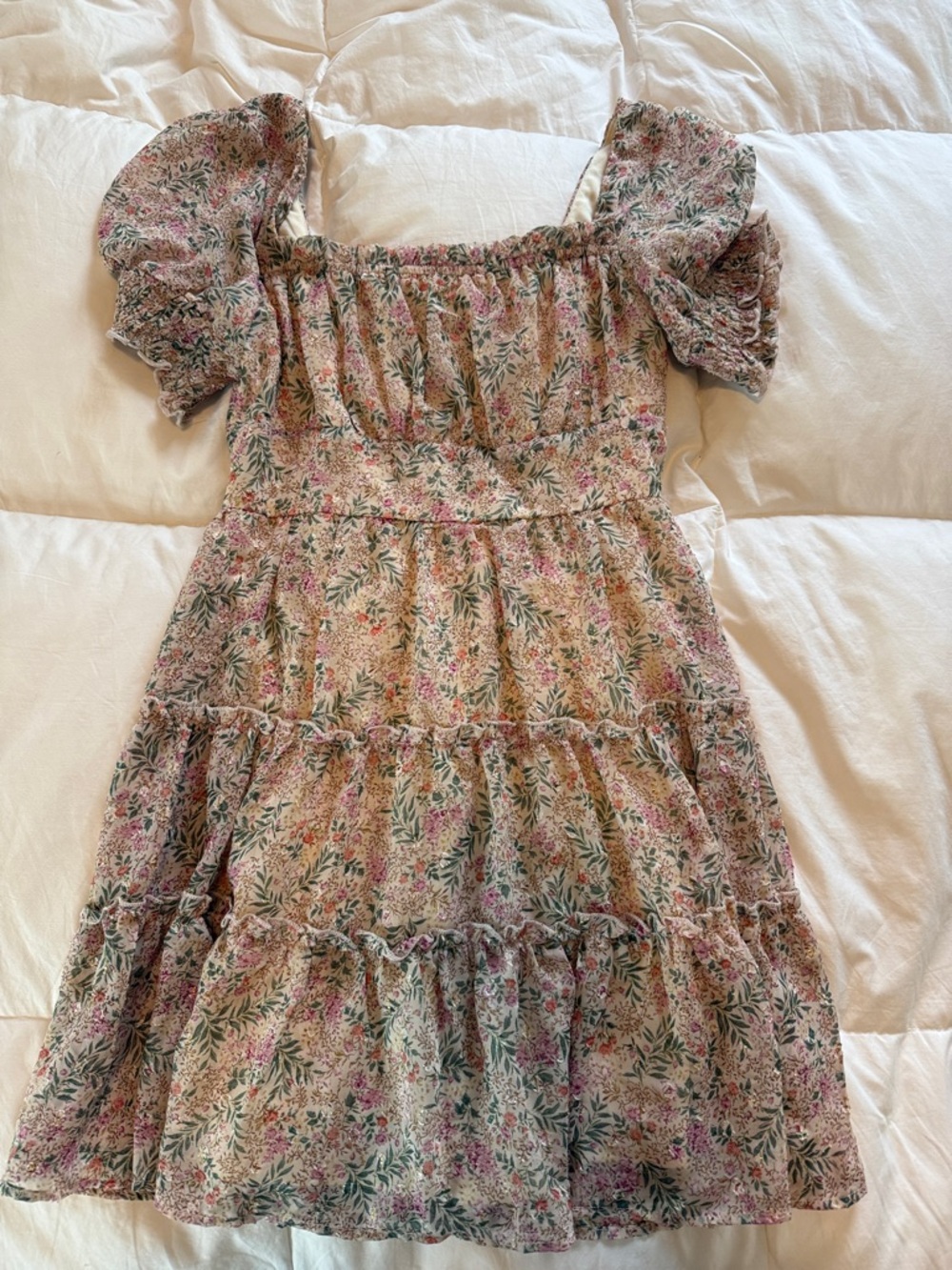 Altar'd State Floral Mini Dress in Pink and Green